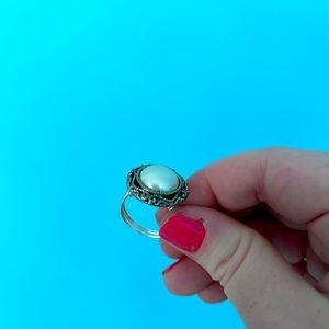 Pearl handmade cocktail ring